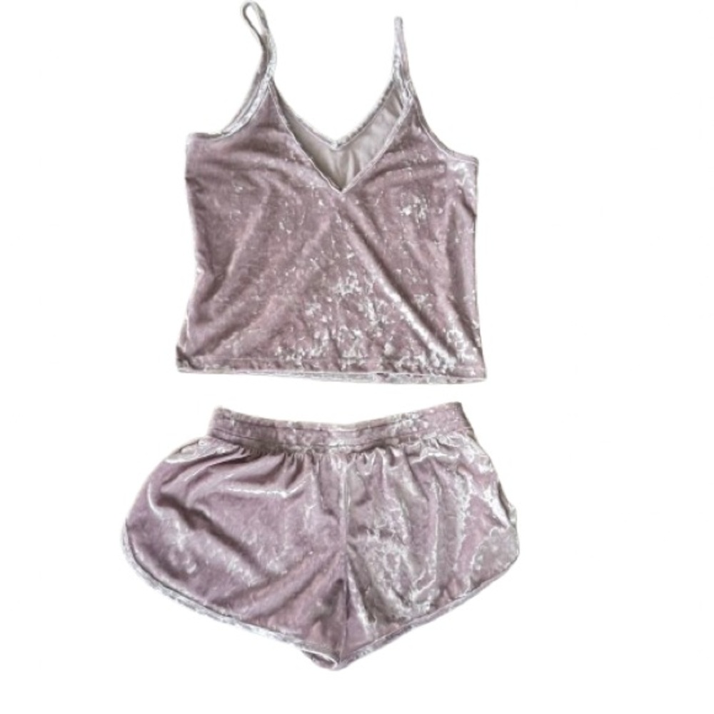 PINK Victoria's Secret Pink Crushed Velvet Pajama Set